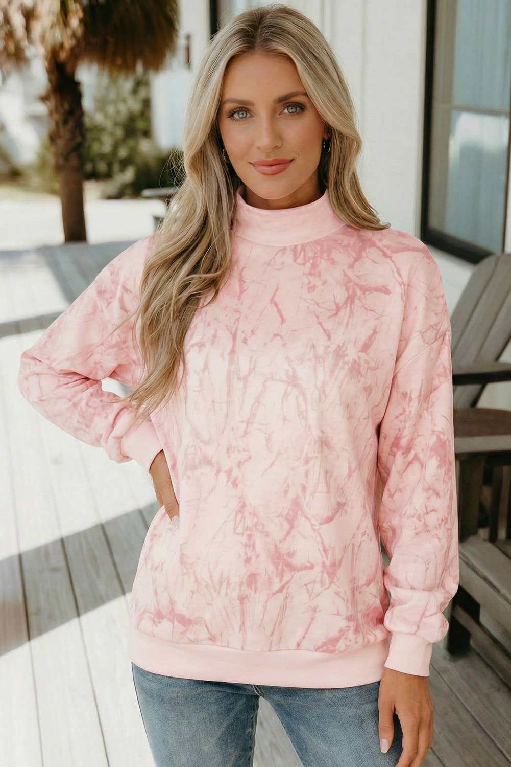 66 Love Camo Mock Neck Baggy Sweatshirt (S-Xl)