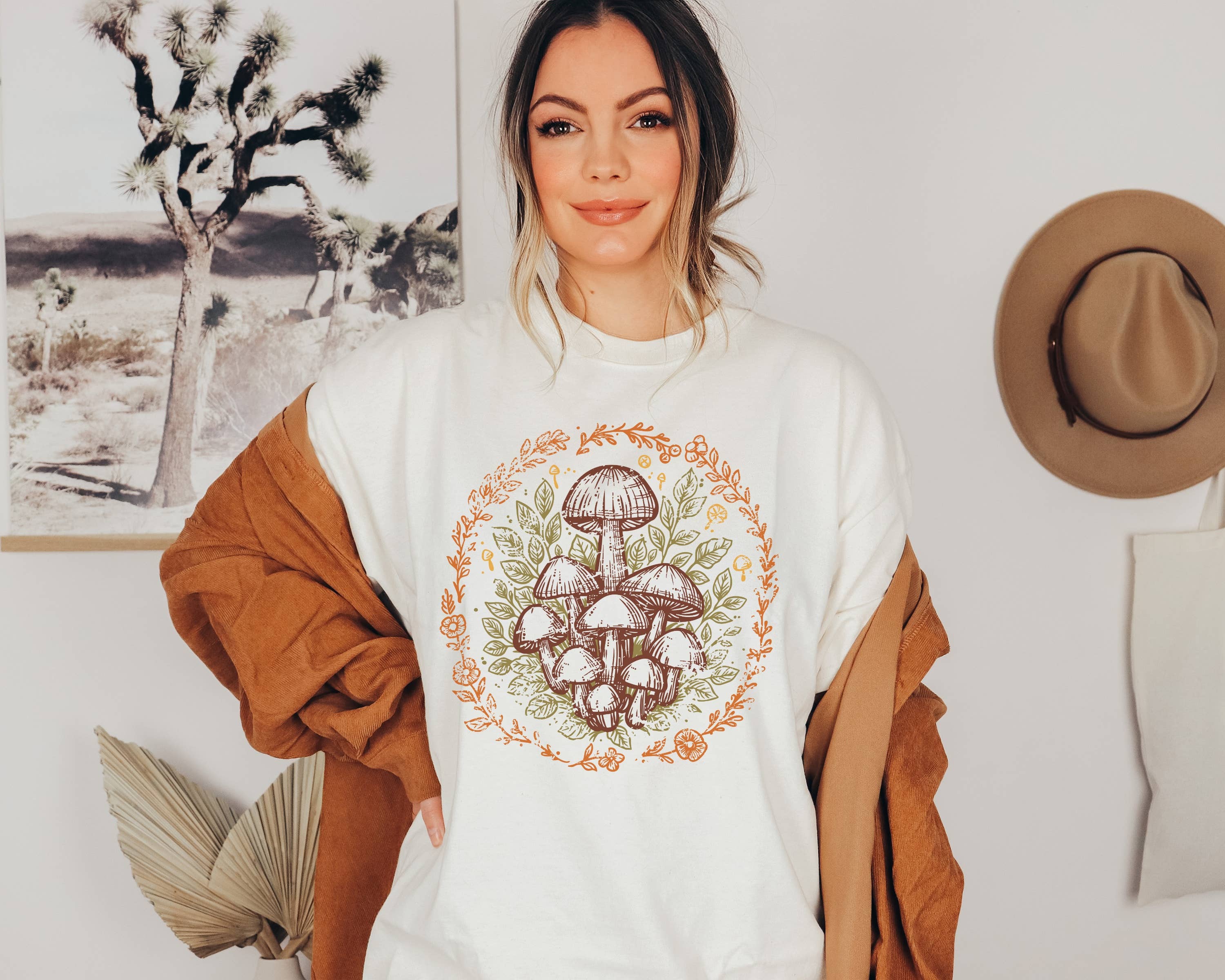 Vintage Autumn Mushrooms Graphic Tee | Fall Tee