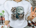 3 Raccoons Howling - Funny Raccoon Moon Meme Sweatshirt