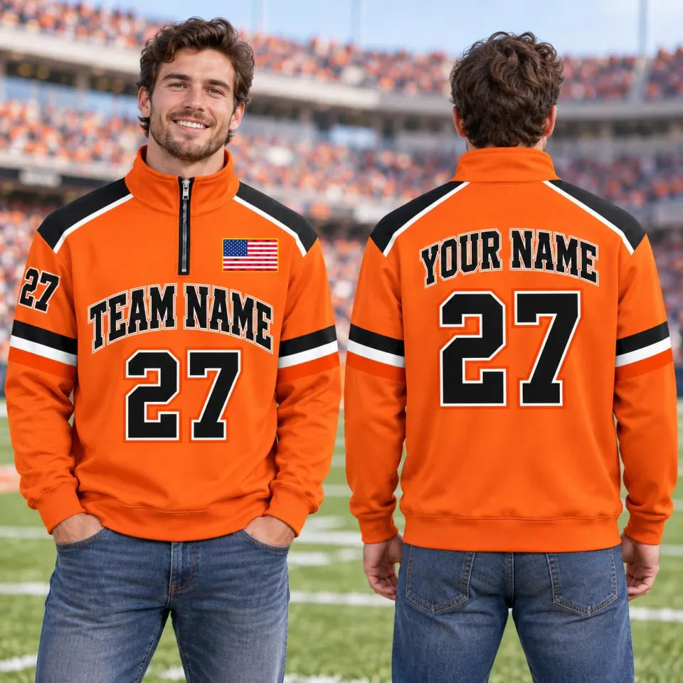 Custom Cincinnati Football Quarter Zip Pullover Sweatshirt, Football Fan Gift