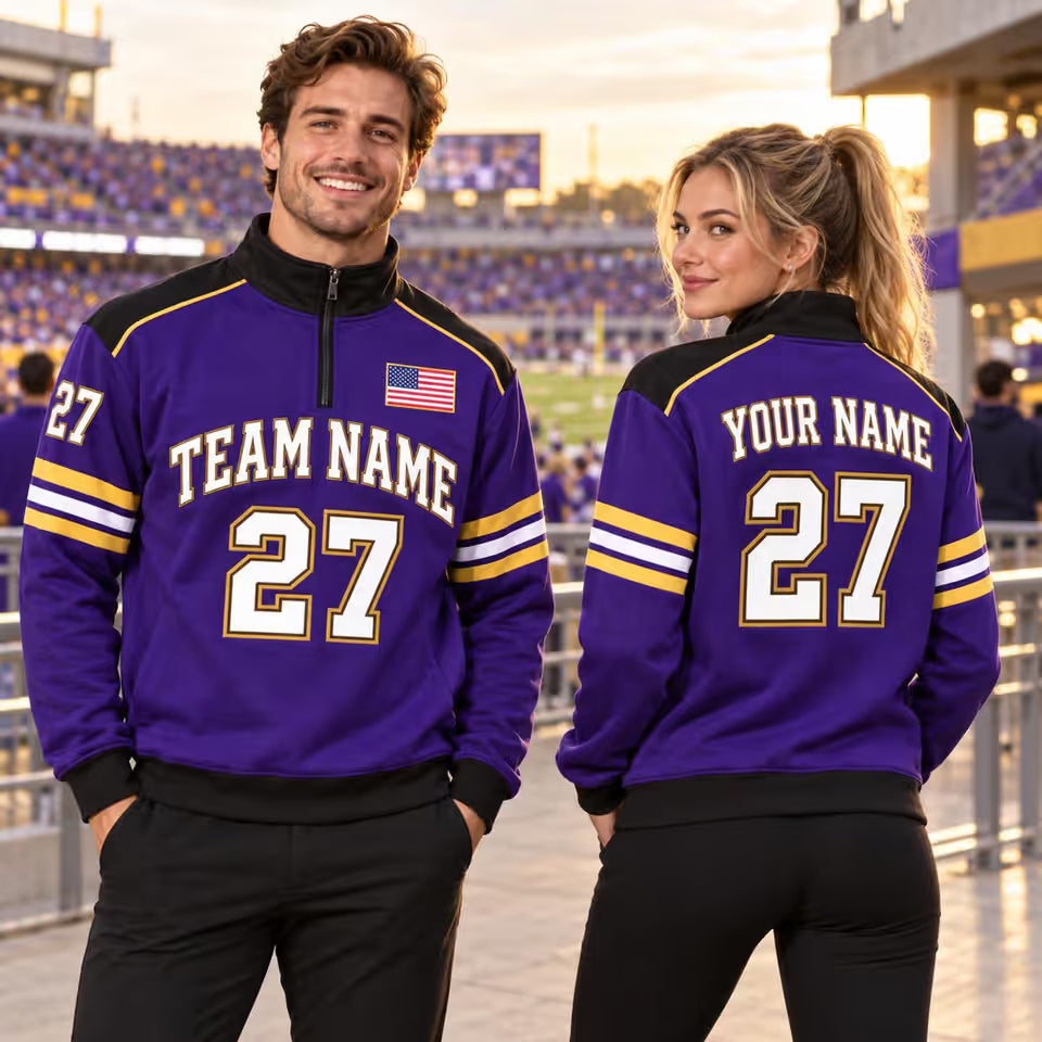 Personalized Baltimore Football Quarter Zip Pullover Sweatshirt, Sports Fan Gift