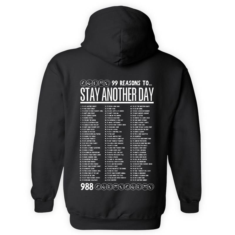99 Reasons To Stay Another Day Printed Unisex Mental Health Awareness s Crews And Tshirts From Small Thru 5x Classic Unisex Tops Pullover Long Sleeve Casual Crewneck Menswear Sweaters Underw