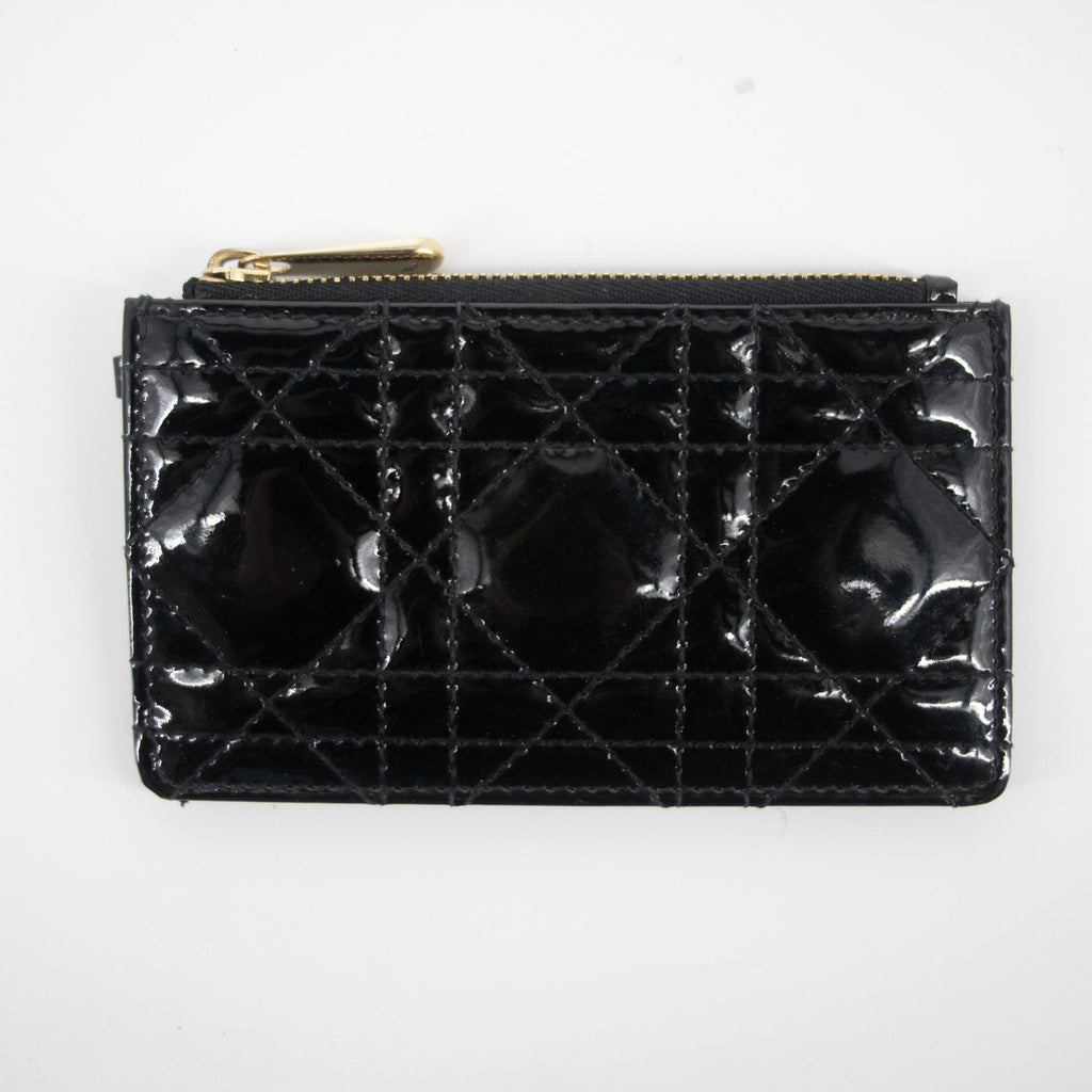 Christian Dior Black Cannage Patent Leather Coin Case #2274