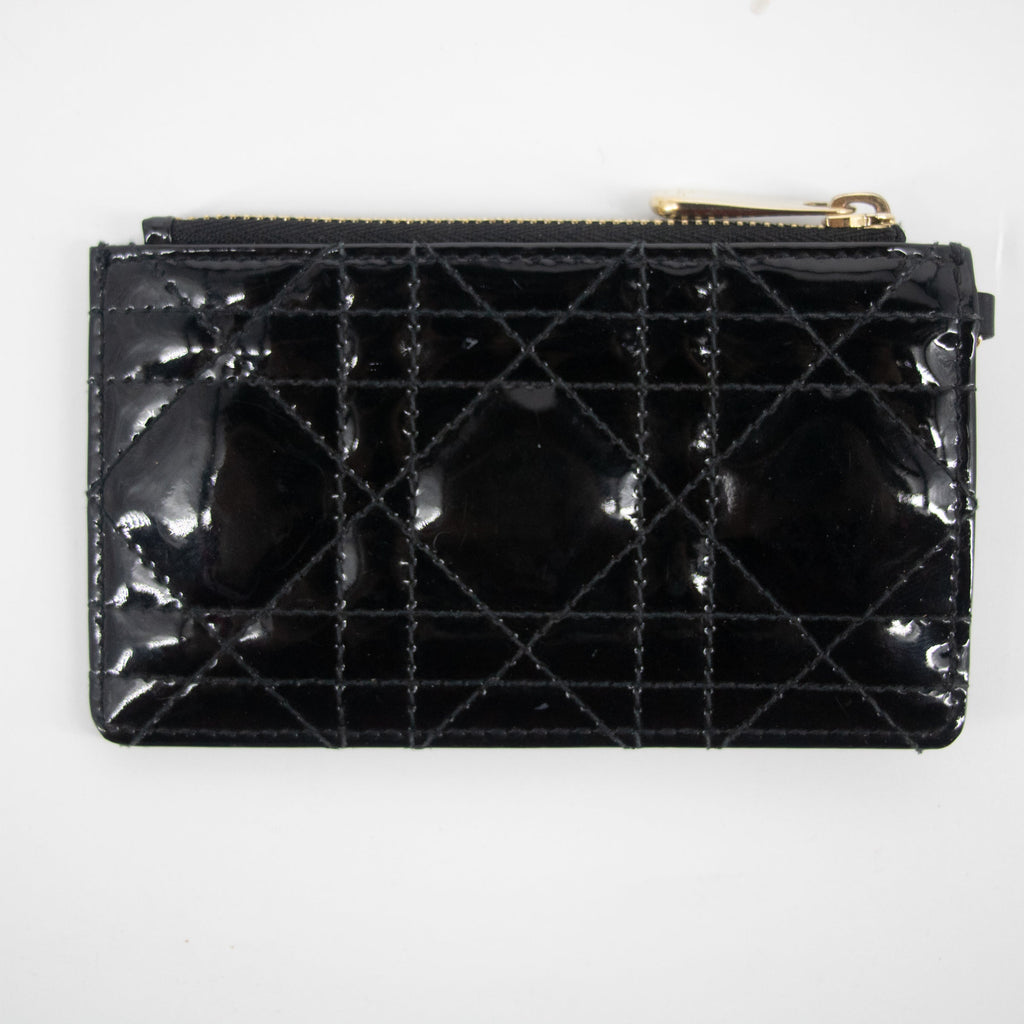 Christian Dior Black Cannage Patent Leather Coin Case #2274
