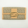 Fendi Beige Zucca Zucchino Mamma Canvas x Leather Long Wallet #2374