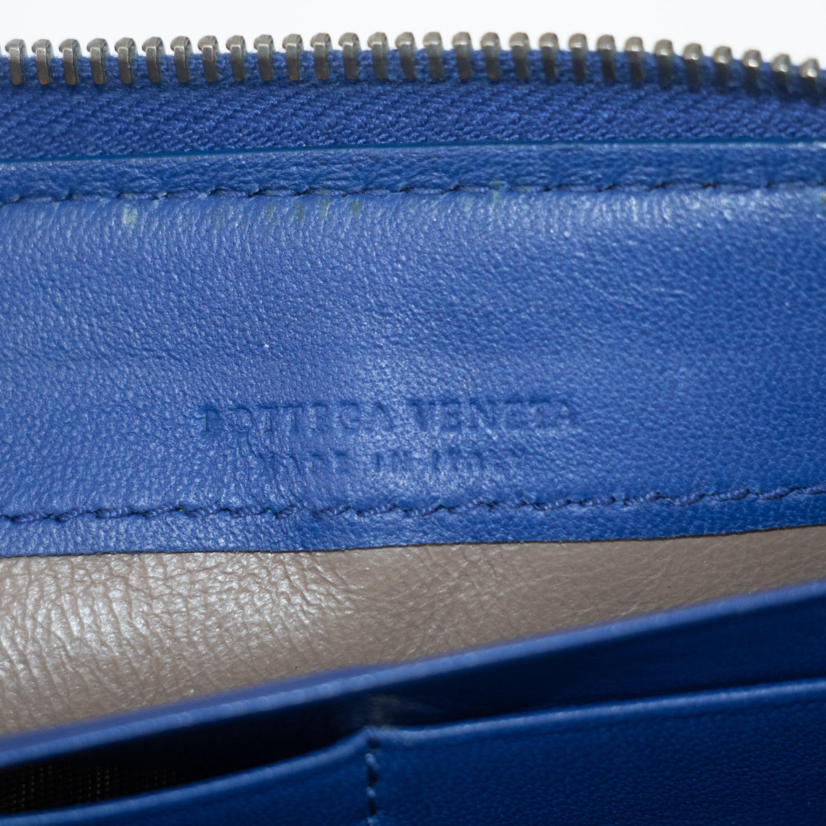 Bottega Veneta Blue Intrecciato Leather L-shaped Zipper Long Wallet #2397