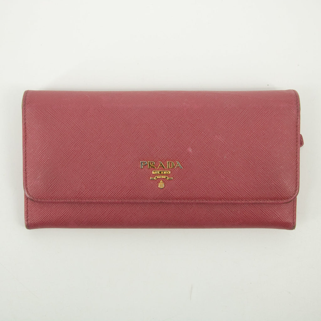 Prada Pink Saffiano Leather Long Wallet #2466