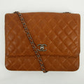 Chanel Matelasse Single Flap 30 Silver Chain Brown Caviar Skin 19 Series #2616