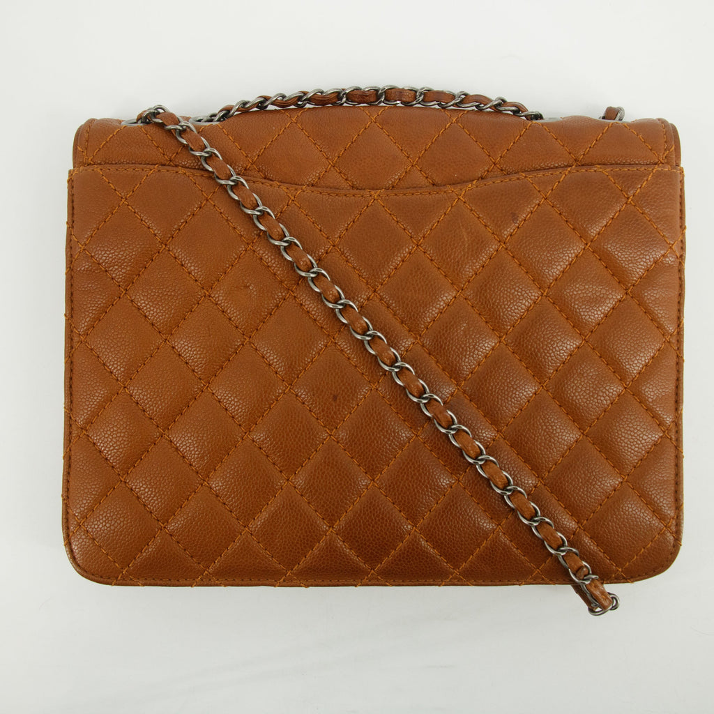 Chanel Matelasse Single Flap 30 Silver Chain Brown Caviar Skin 19 Series #2616