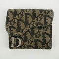 Christian Dior Black Trotter Saddle Canvas x Leather Compact Wallet -SKU #2635