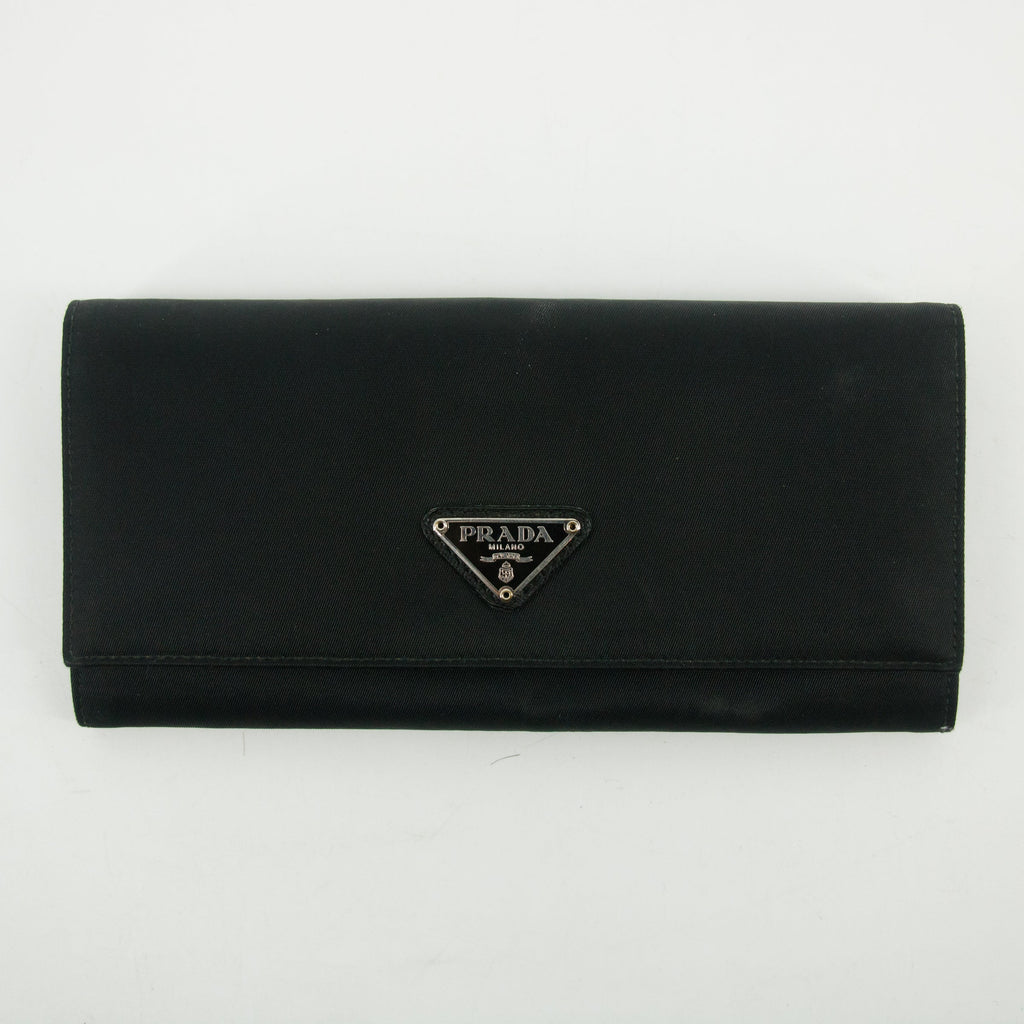 Prada Black Tessuto Nylon Long Wallet #2641