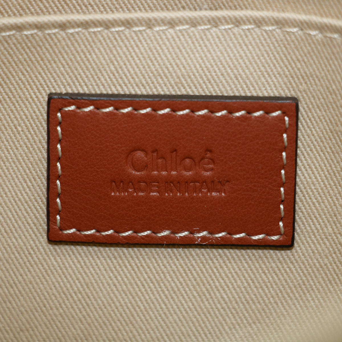 Chloe Woody Small Canvas &amp; Leather 2 Way Handbag Beige x black #2694