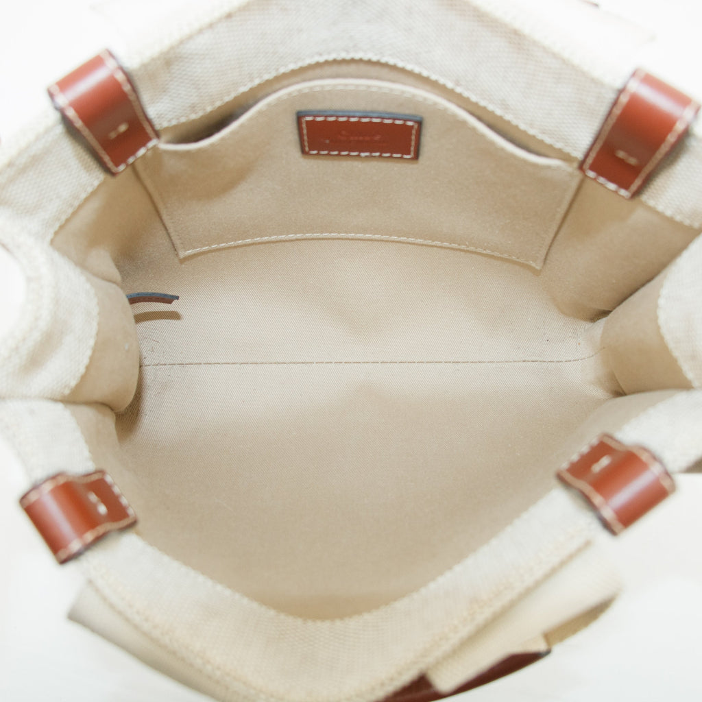 Chloe Woody Small Canvas &amp; Leather 2 Way Handbag Beige x Brown #2695