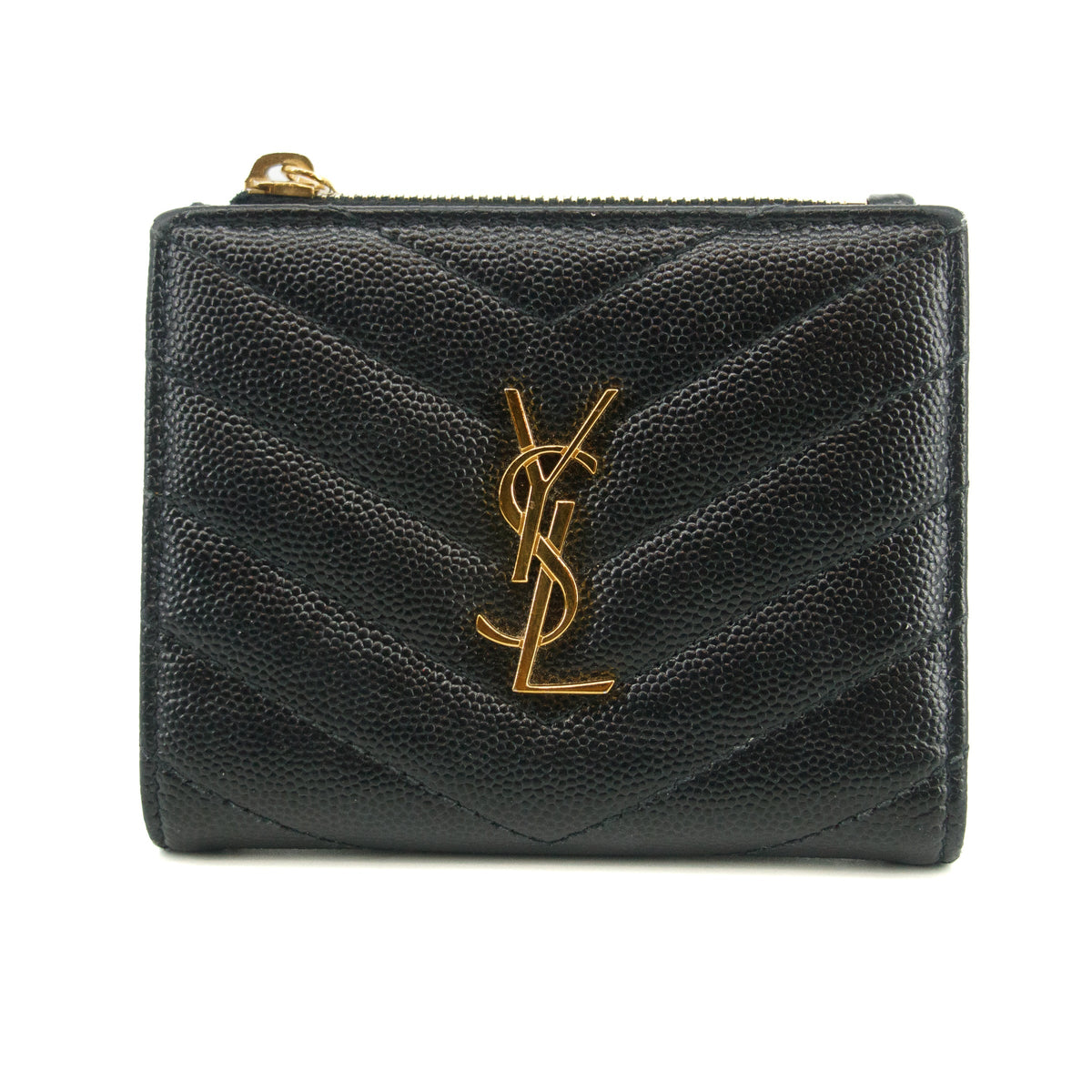 YSL Saint Laurent Black Cassandre Matelasse Bifold Wallet #2965
