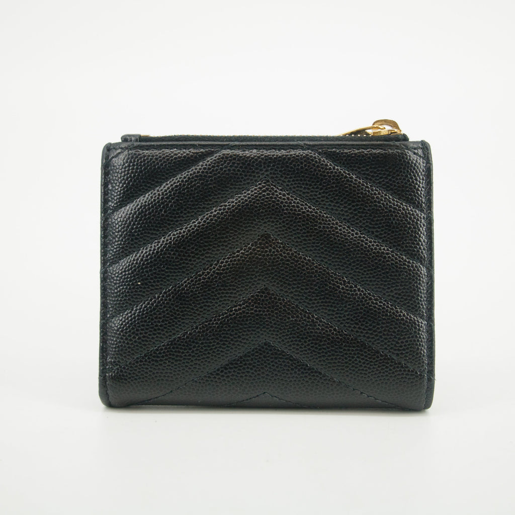 YSL Saint Laurent Black Cassandre Matelasse Bifold Wallet #2965