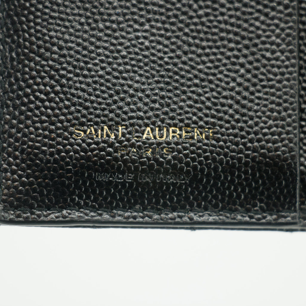 YSL Saint Laurent Black Cassandre Matelasse Bifold Wallet #2965