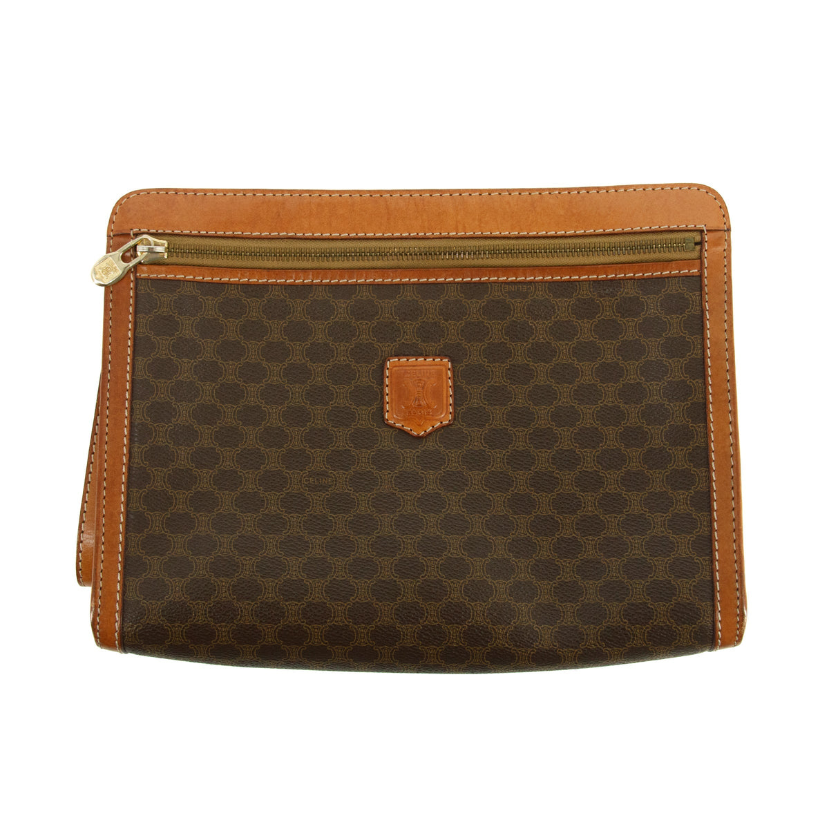 Celine Paris Brown Macadam Wristlet Clutch #2999