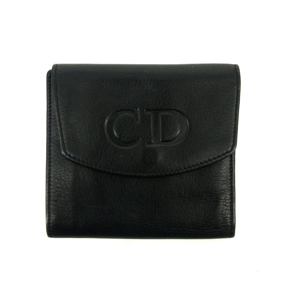 Christian Dior Black Leather Compact Wallet #3081