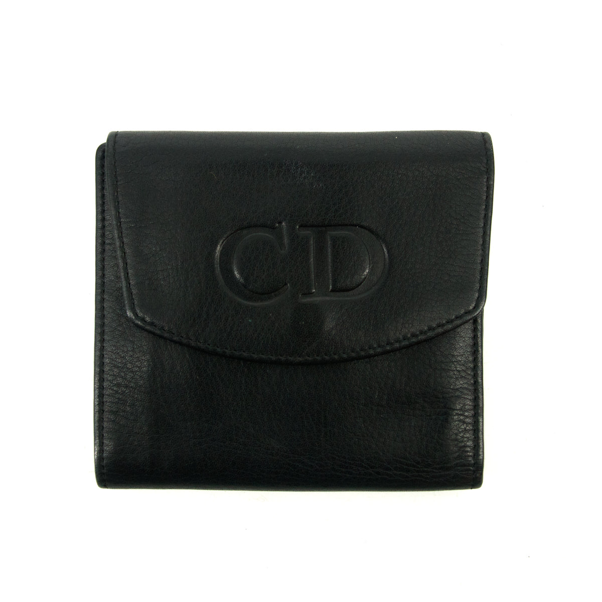 Christian Dior Black Leather Compact Wallet #3081