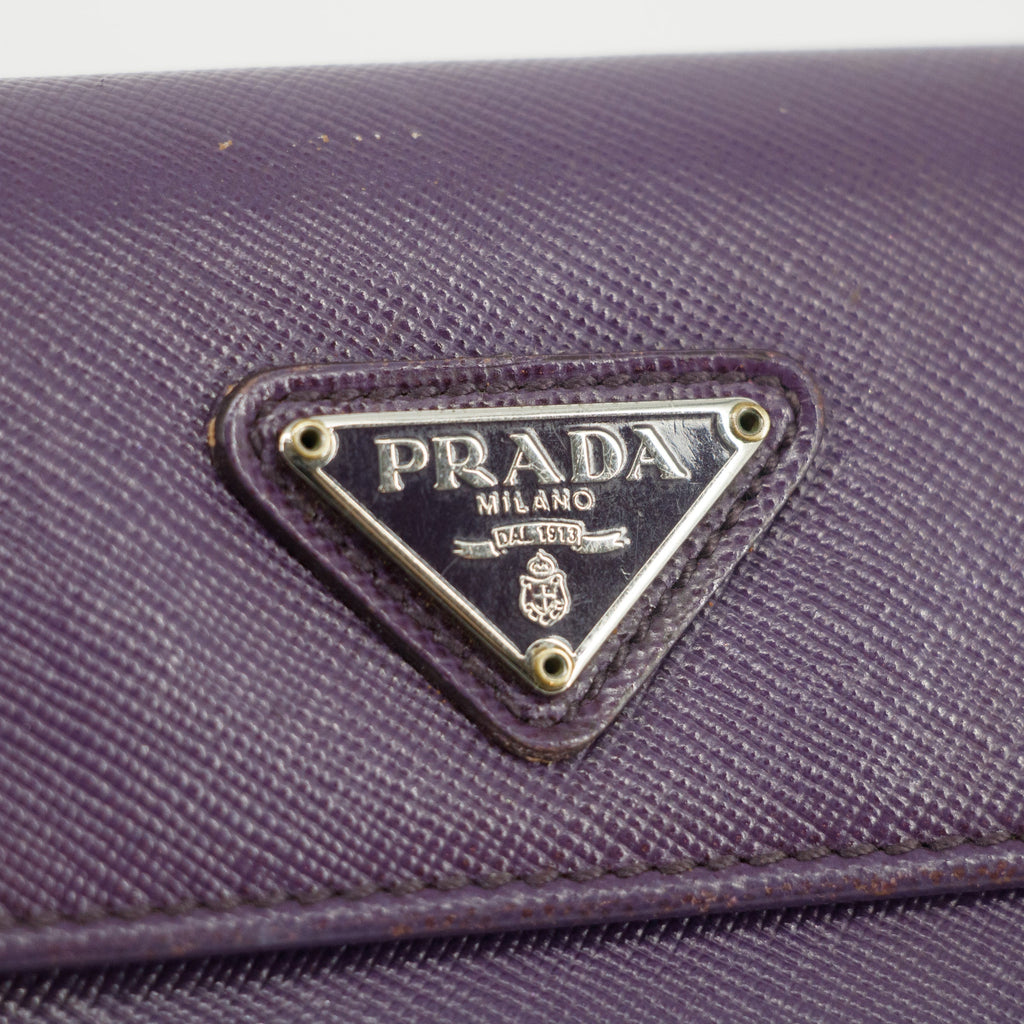 Prada Saffiano Leather Purple Long Wallet #3082