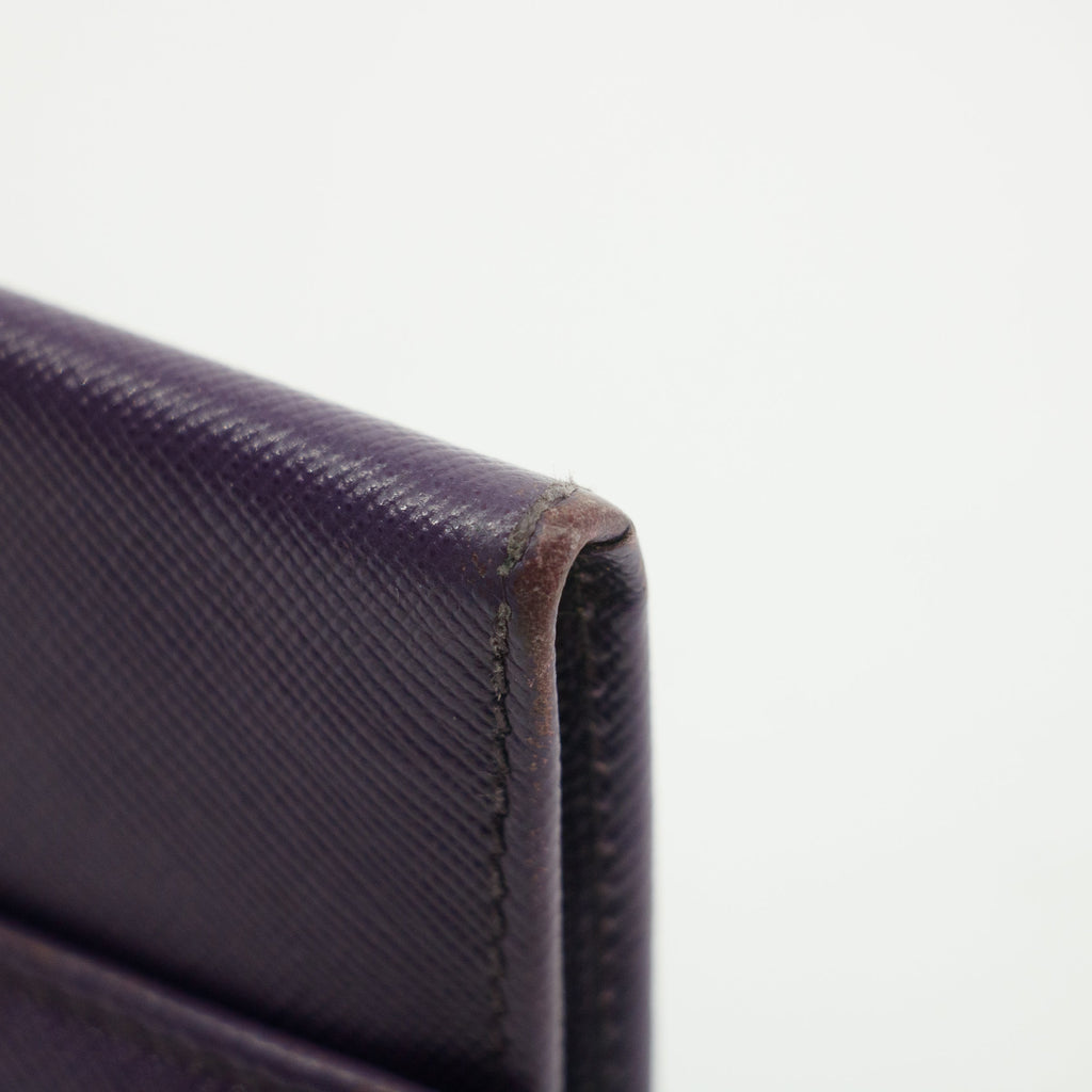 Prada Saffiano Leather Purple Long Wallet #3082