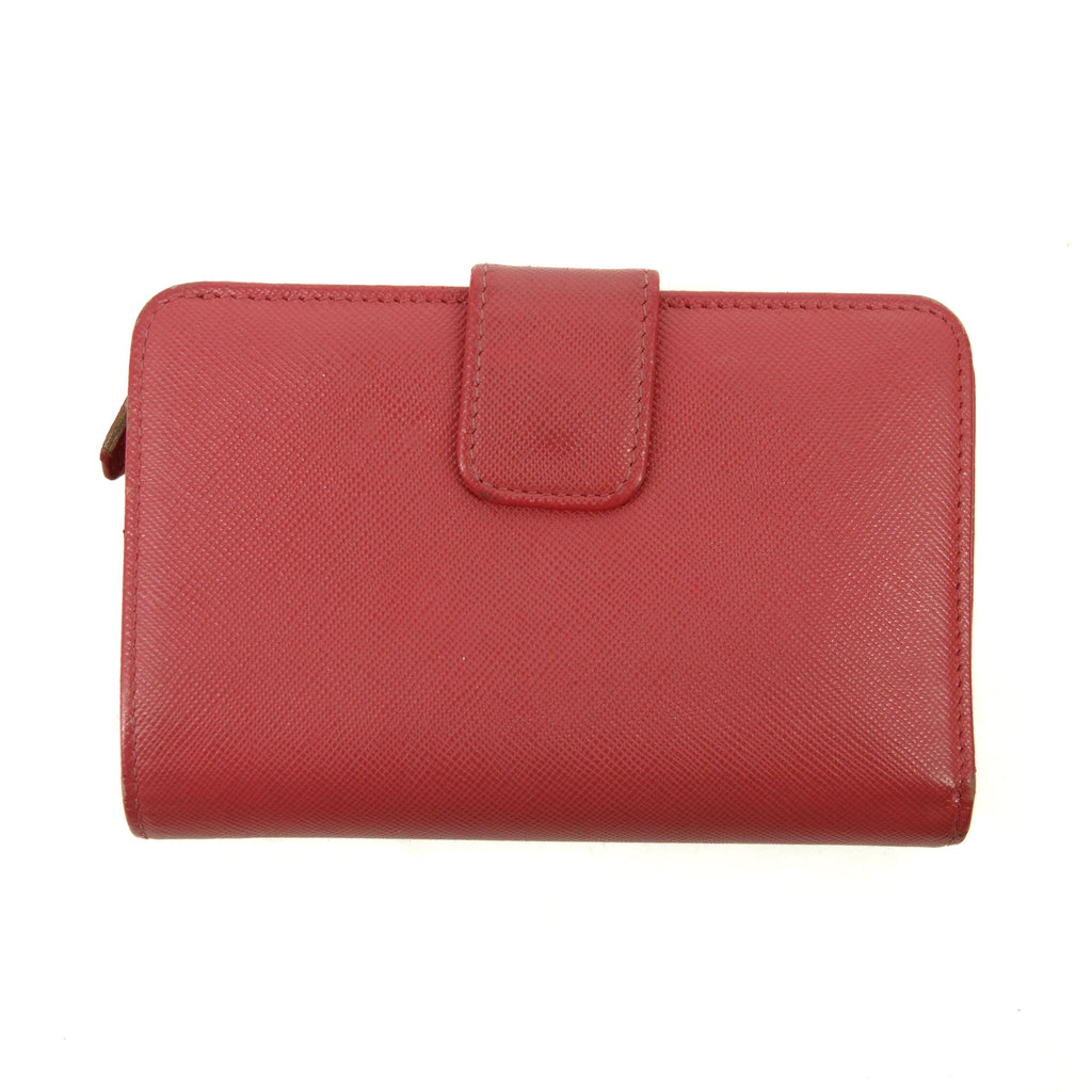 Prada Saffiano Lux Bifold Leather Hot Pink Zip Wallet #3085