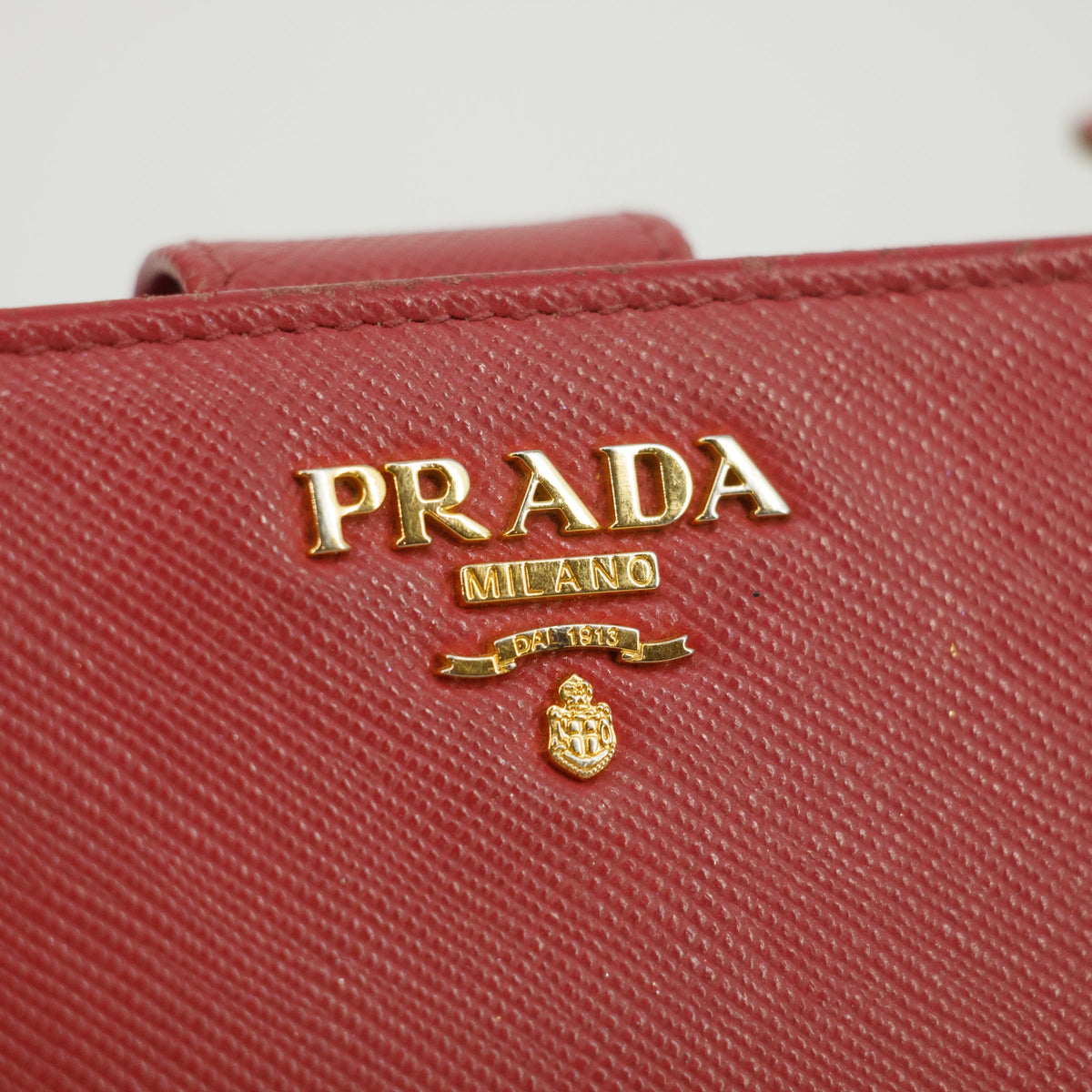 Prada Saffiano Lux Bifold Leather Hot Pink Zip Wallet #3085