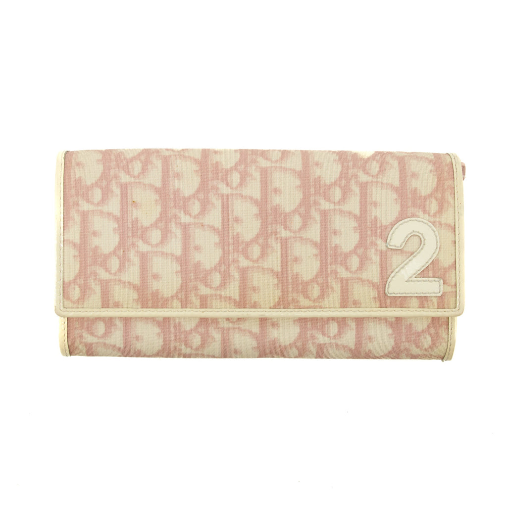 Christian Dior Monogram Girly Flap Trotter Wallet Pink #3096