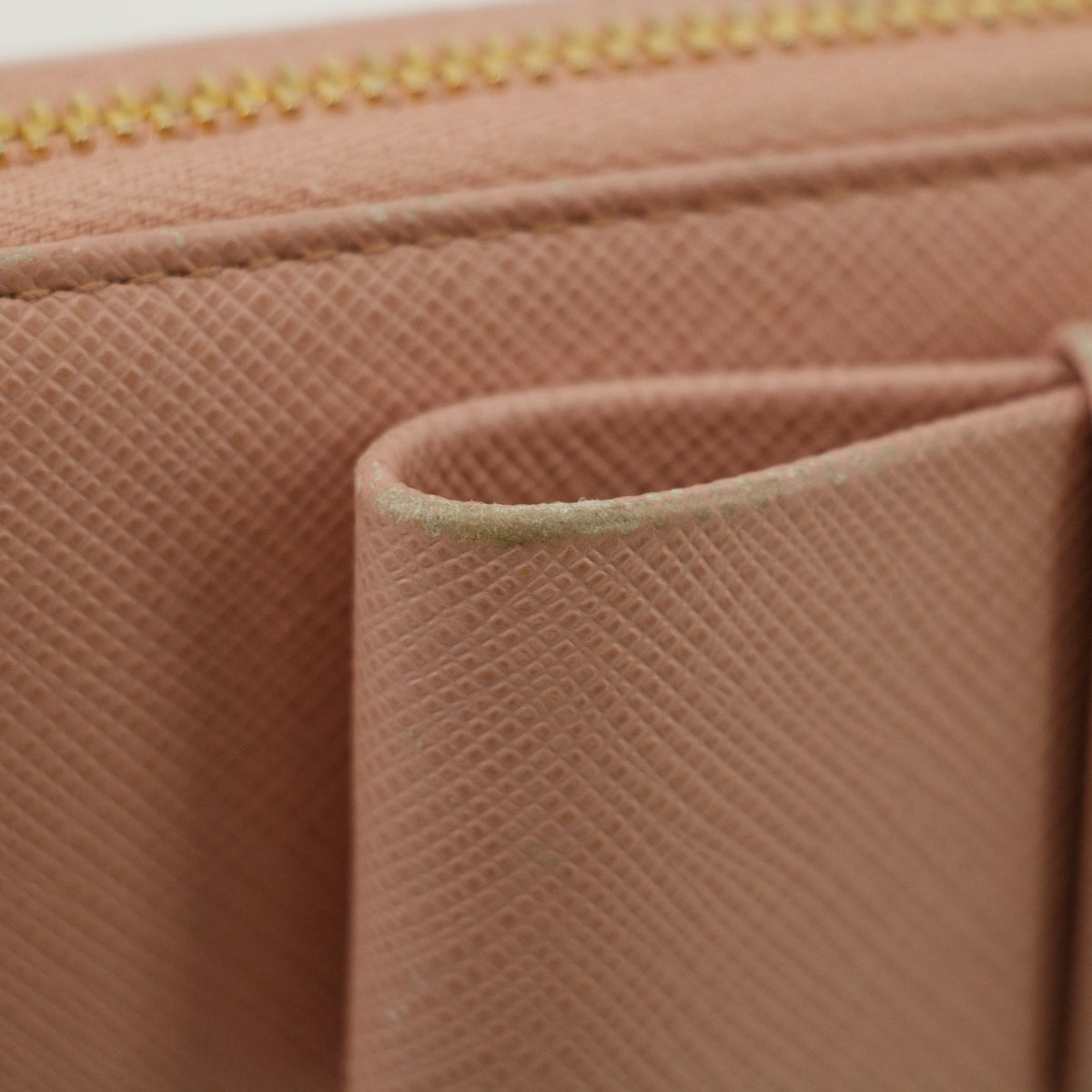 Prada Saffiano Light Pink Bow Zip Around Wallet #3117