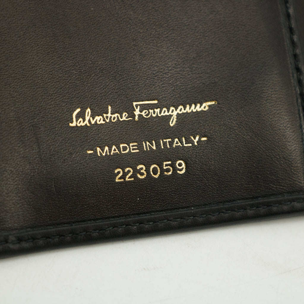 Salvatore Ferragamo Black Leather Bifold Long Wallet #3295