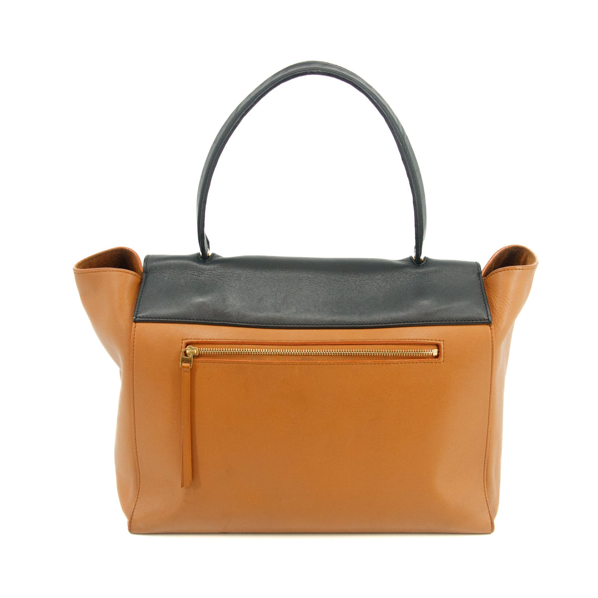 Celine Bicolor Smooth Calfskin Carmel x Black Handbag #3312