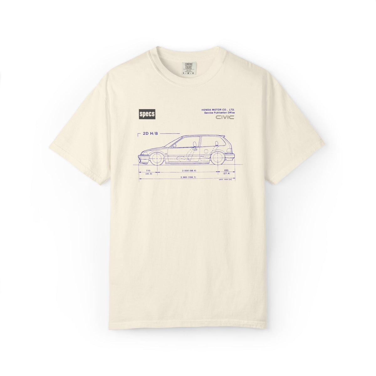 Vintage 1991 Honda Civic Blueprint Tee