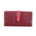 Hermes Burgundy Leather Bearn Soufflet Wallet #3397