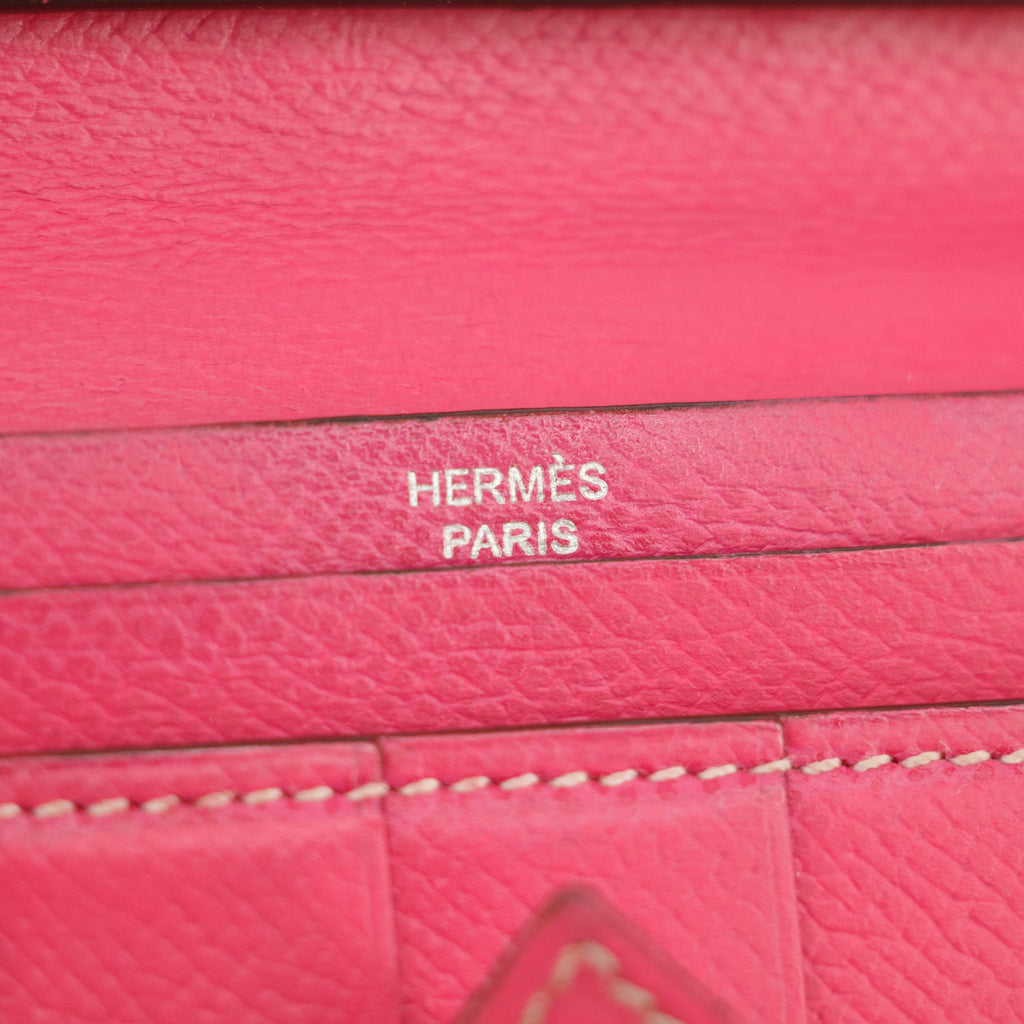 Hermes Burgundy Leather Bearn Soufflet Wallet #3397