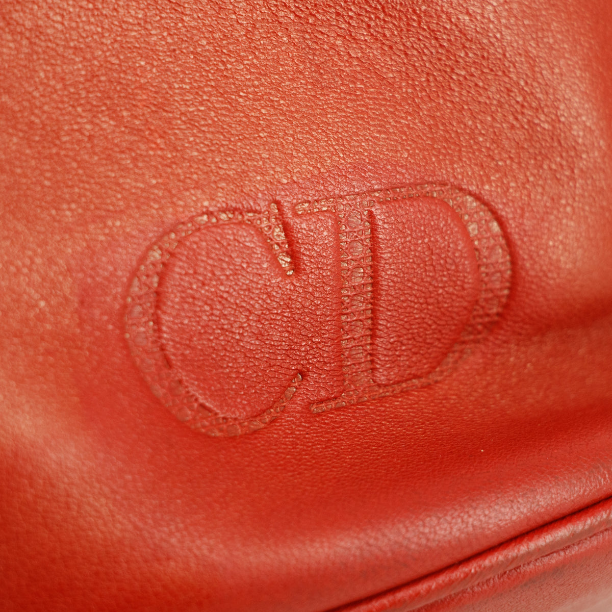 Christian Dior CD Red Leather Vintage Handbag #3446