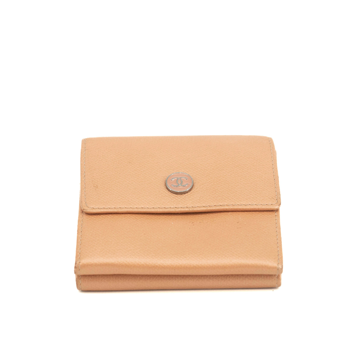 Chanel Pink Leather Compact Trifold Wallet #3715