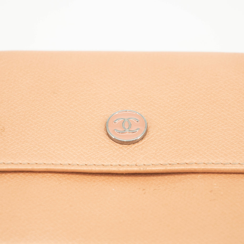 Chanel Pink Leather Compact Trifold Wallet #3715