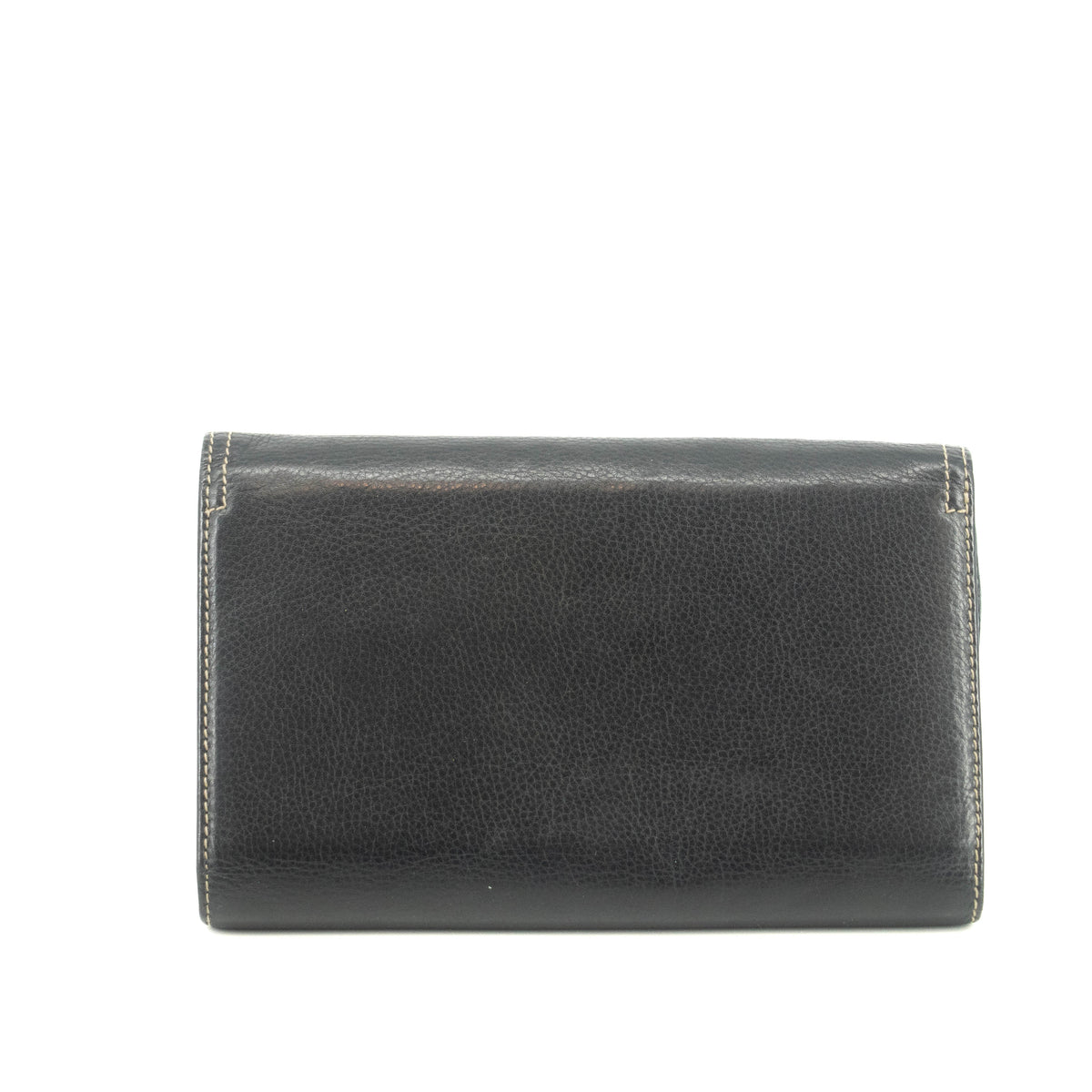 Christian Dior Saddle Black Leather Long Trifold Wallet #3690