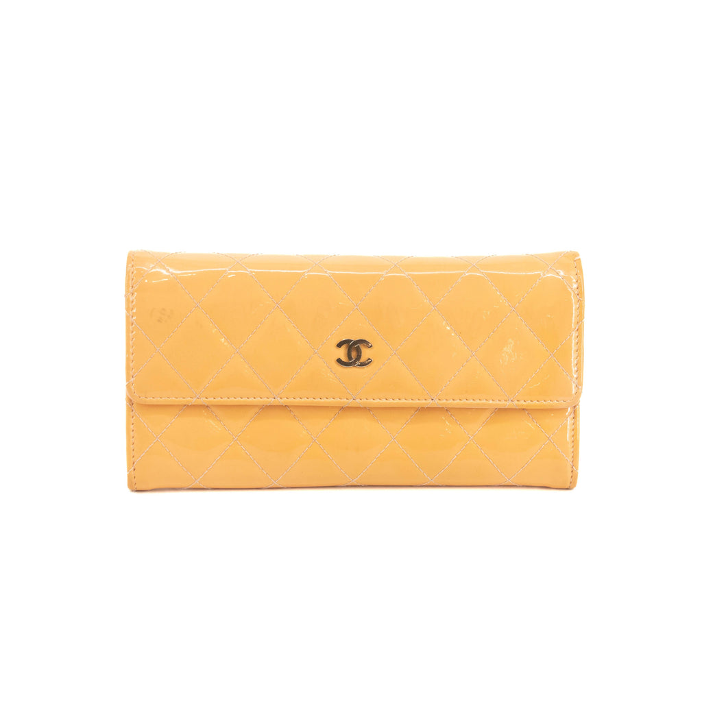 Chanel CC Cocomark Patent Orange Long Wallet #3694