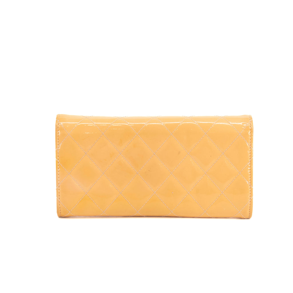 Chanel CC Cocomark Patent Orange Long Wallet #3694