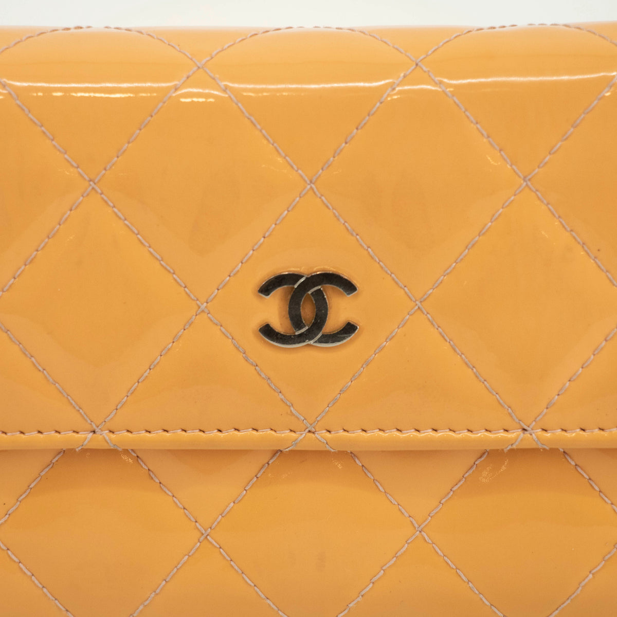 Chanel CC Cocomark Patent Orange Long Wallet #3694