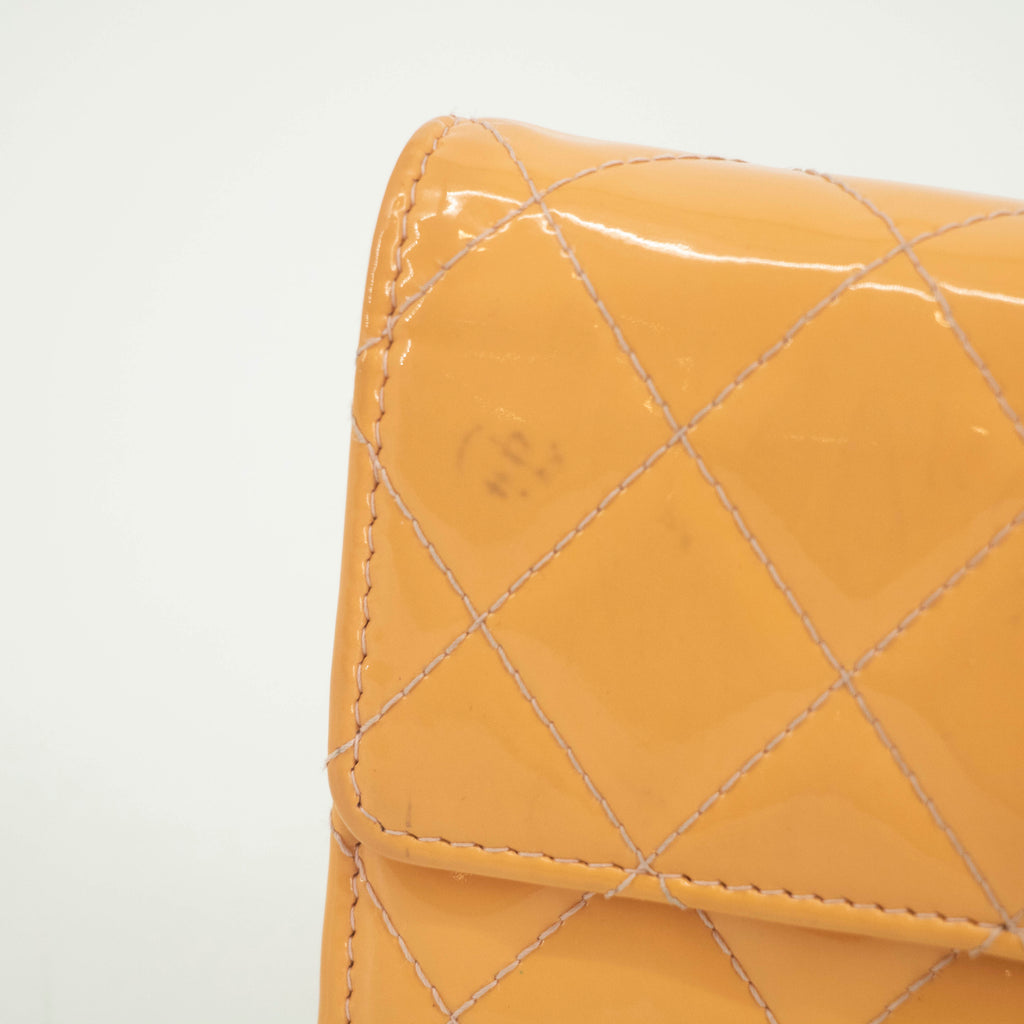 Chanel CC Cocomark Patent Orange Long Wallet #3694