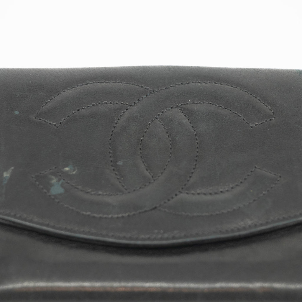 Chanel Black Lambskin Coco Mark Compact Wallet #3701