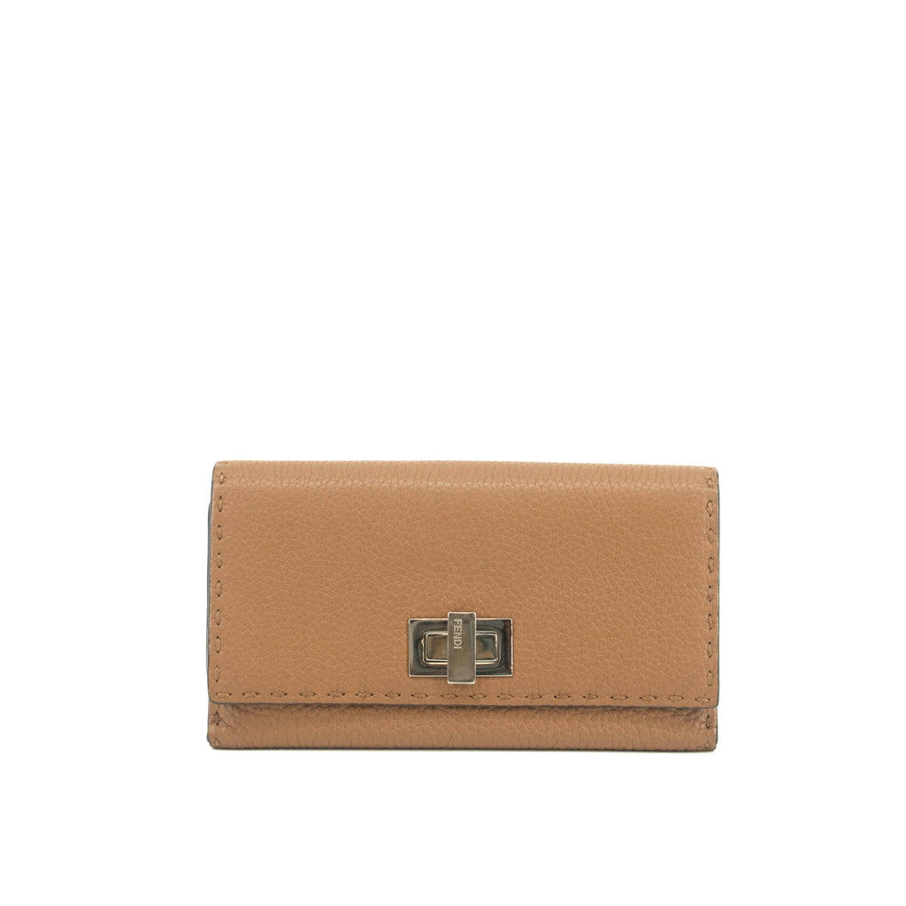 Fendi Brown FF Zucca Leather Long Wallet #3717