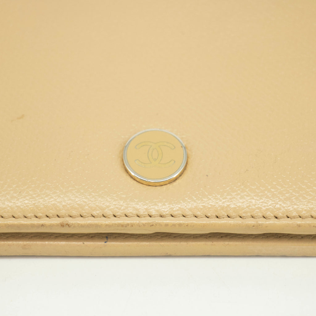 Chanel Beige Leather Long Bifold Wallet #3719