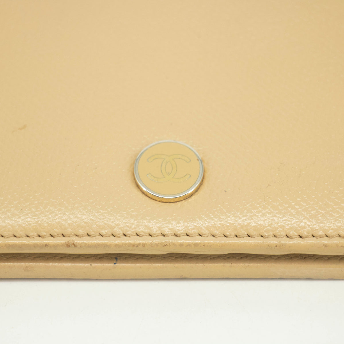 Chanel Beige Leather Long Bifold Wallet #3719