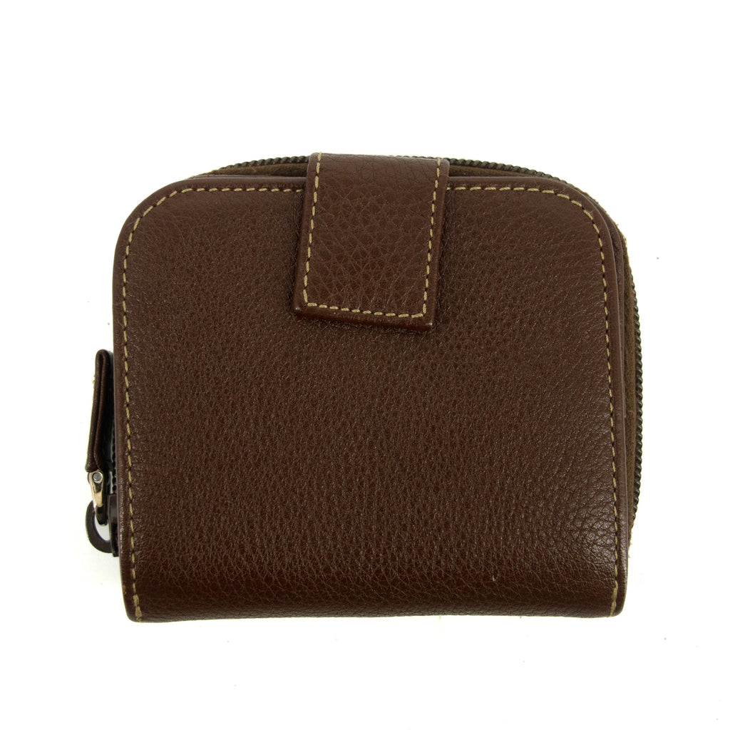 Prada Vintage Brown Leather Compact Zip Wallet #3816