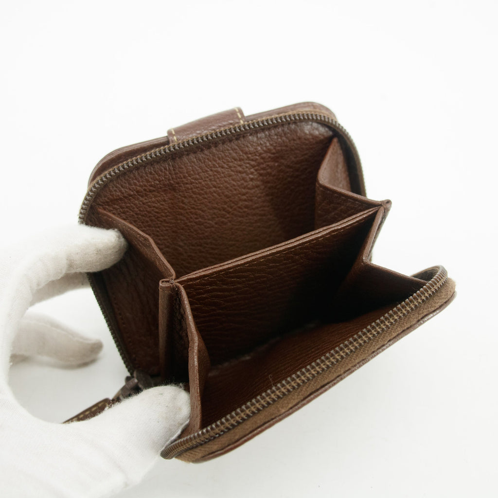 Prada Vintage Brown Leather Compact Zip Wallet #3816