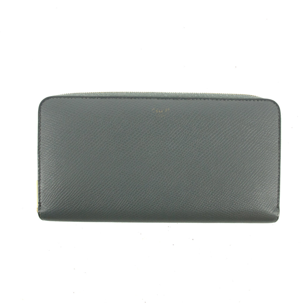 Celine Grey Leather Zippy Long Wallet #3821