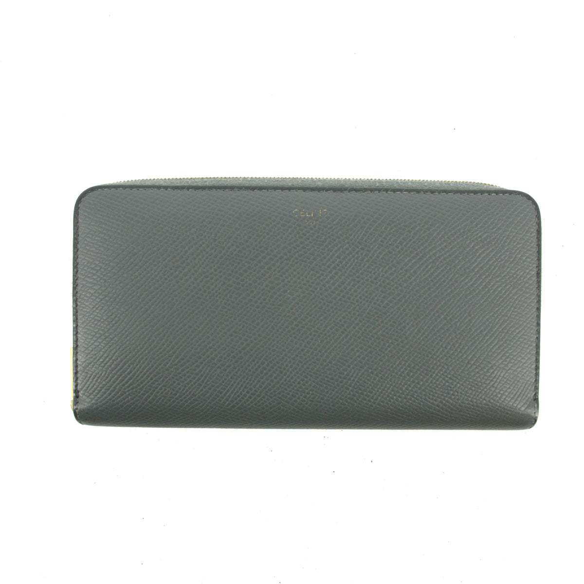 Celine Grey Leather Zippy Long Wallet #3821